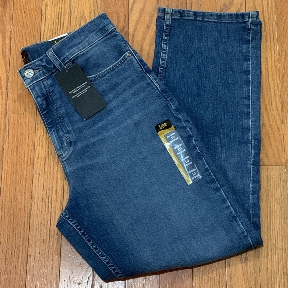 Lee Womens Vintage Straight High Rise Distressed‎ Blue Jeans 10 Medium 112321834